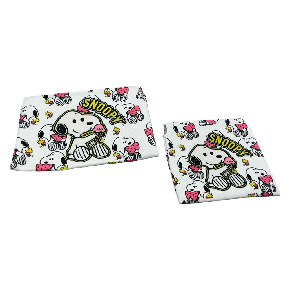 Snoopy Peanuts Squeeze Coin Purse Set 2-Piece White Watermelon Ice Cream New